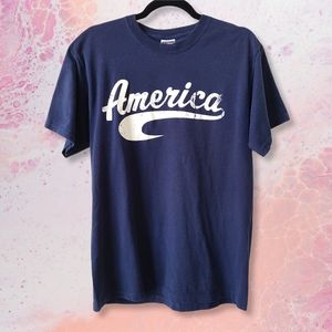Jerzees Navy Blue Short Sleeve America T Shirt